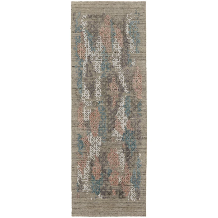 Feizy Elias Casual Abstract, Pink/Blue/Taupe, 2'-9" x 10' Runner