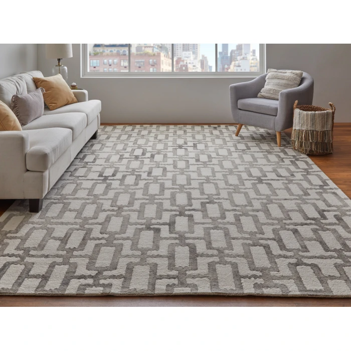 Feizy Lorrain Bohemian & Eclectic Geometric, Ivory/Taupe, 10' x 10' Round Rug
