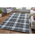 Feizy Jemma Rustic Plaid, Black/White/Blue, 4' x 6' Accent Rug