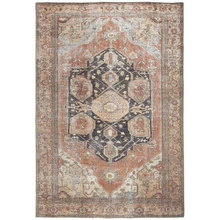 Feizy Percy Vintage Medallion Area Rug, Pink Clay/Charcoal Gray, 5ft-3in x 7ft-6in