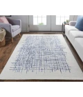 Feizy Maddox Modern Tufted Architectural Area Rug, Ivory/Navy Blue, 5ft x 8ft