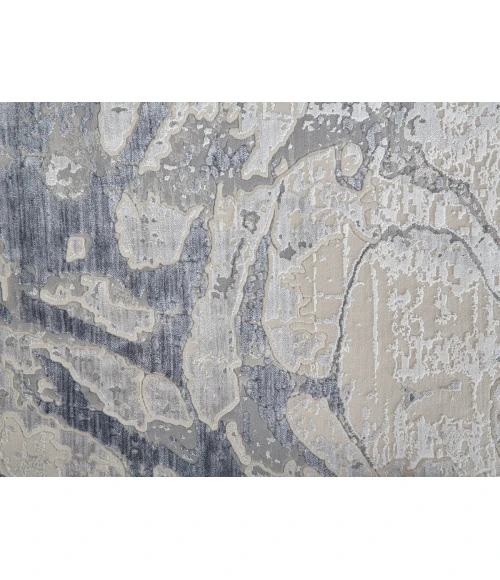 Feizy Laina Casual Abstract, Ivory/Blue, 7'-10" x 9'-6" Area Rug