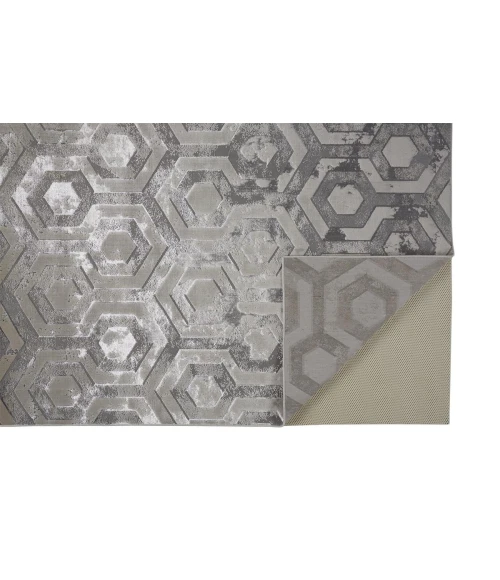 Feizy Micah Luxury & Glam Distressed, Gray/Taupe/Silver, 12' x 18' Area Rug