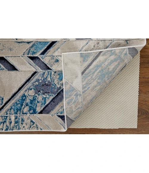 Feizy Indio Casual Herringbone, Ivory/Blue/Gray, 9'-2" x 12' Area Rug