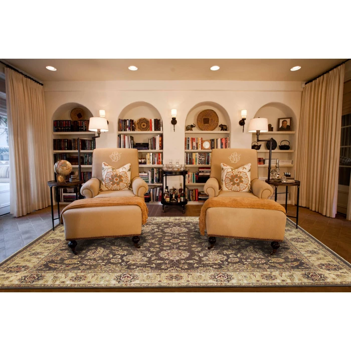 Feizy Drake Classic Persian, Brown/Gold/Tan, 8' x 8' Round Rug