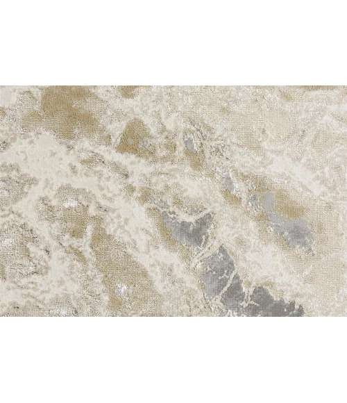 Feizy Aura Industrial Abstract, Ivory/Silver/Gold, 13' x 20' Area Rug