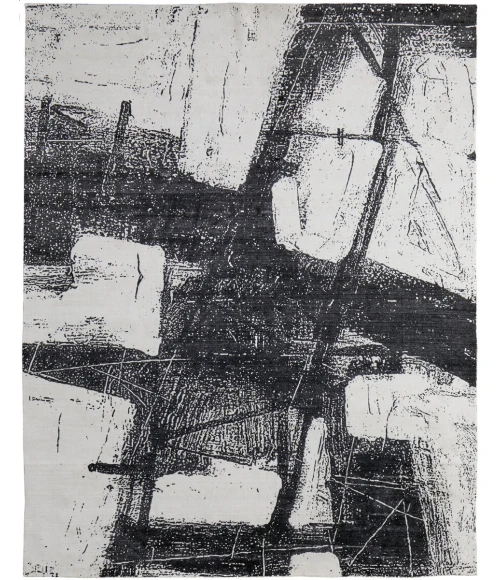 Feizy Coda Industrial Abstract, Black/White, 5' x 8' Area Rug