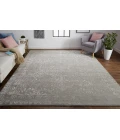 Feizy Bella High/Low Floral Wool Rug, Warm Silver Gray, 10ft x 14ft Area Rug