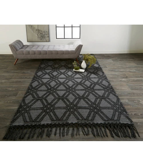 Feizy Phoenix Farmhouse Diamond, Black/Gray, 7'-9" x 9'-9" Area Rug