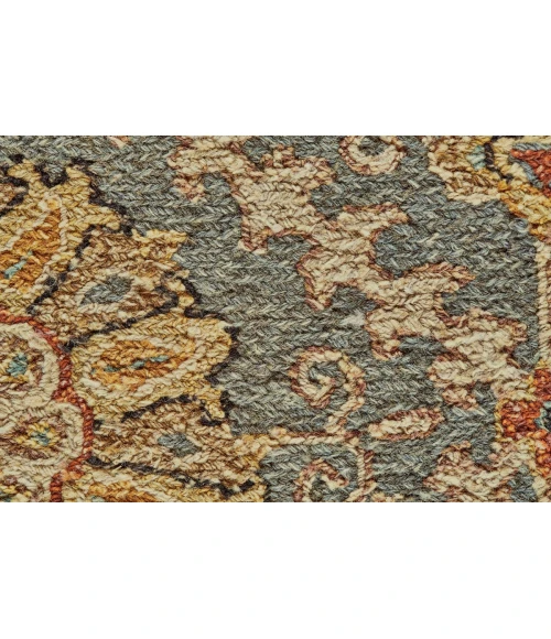 Feizy Amherst Classic Bordered, Blue/Gold/Red, 9'-6" x 13'-6" Area Rug