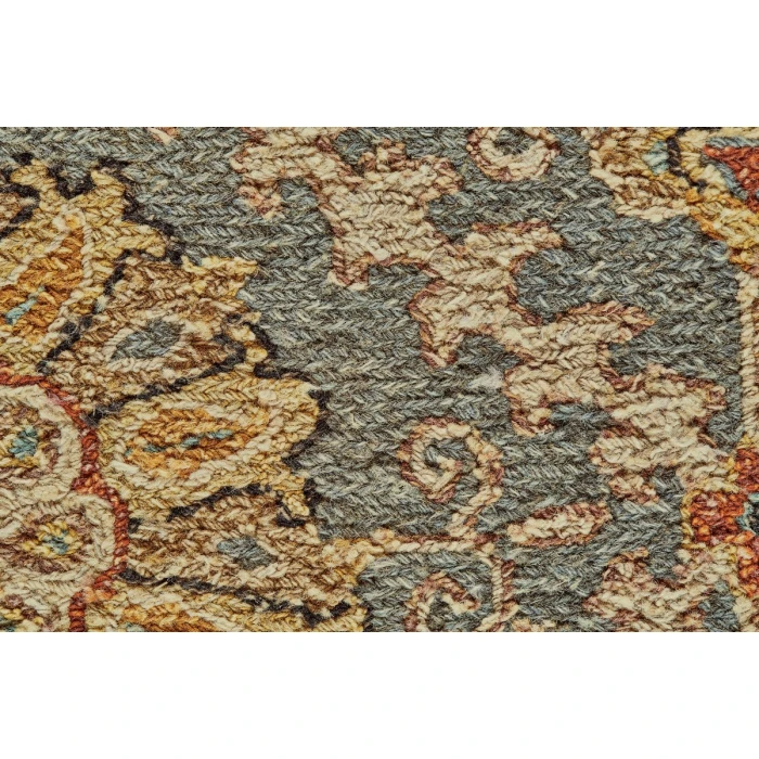 Feizy Amherst Classic Bordered, Blue/Gold/Red, 9'-6" x 13'-6" Area Rug