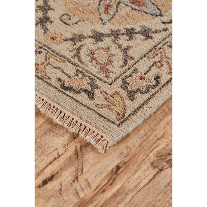 Feizy Amherst Classic Bordered, Tan/Gray/Red, 3'-6" x 5'-6" Accent Rug
