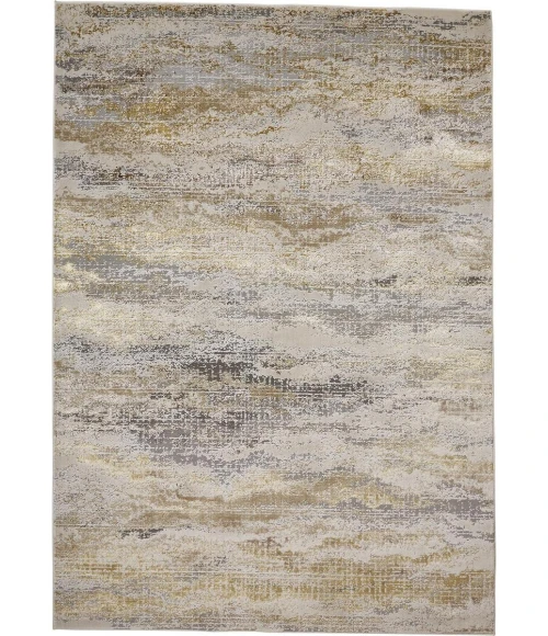 Feizy Aura Industrial Abstract, Gold/Gray/Ivory, 12' x 15' Area Rug