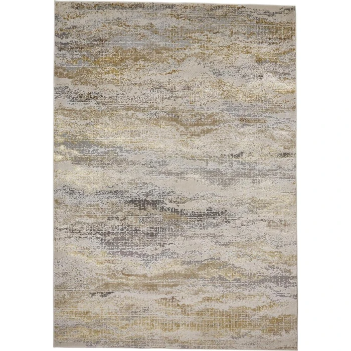 Feizy Aura Industrial Abstract, Gold/Gray/Ivory, 9'-2" x 12' Area Rug