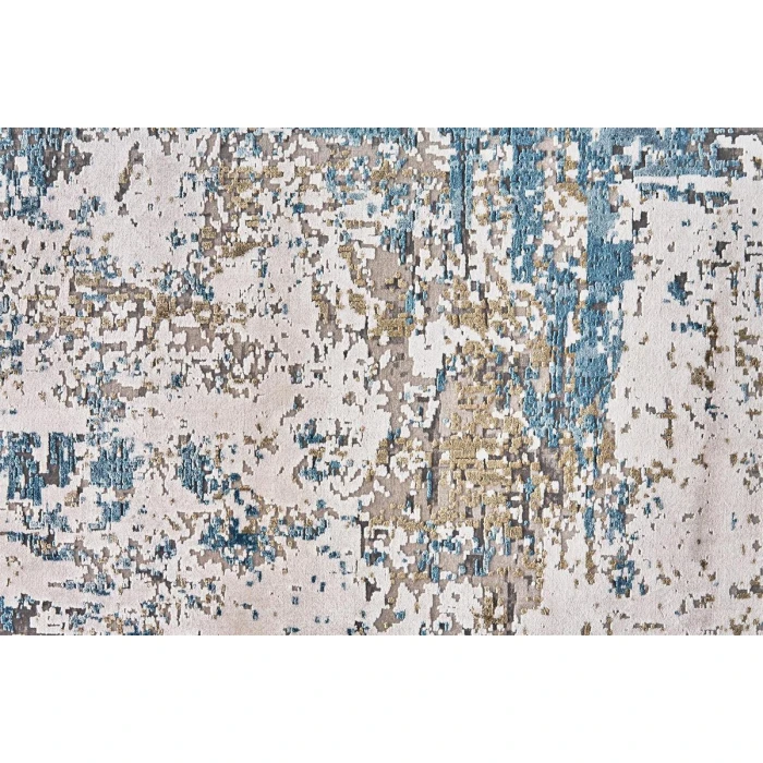 Feizy Cadiz Industrial Abstract, Ivory/Tan/Blue, 12' x 18' Area Rug