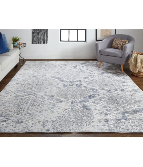 Feizy Laina Global Trellis & Lattice, Silver/Gray/Blue, 12' x 15' Area Rug