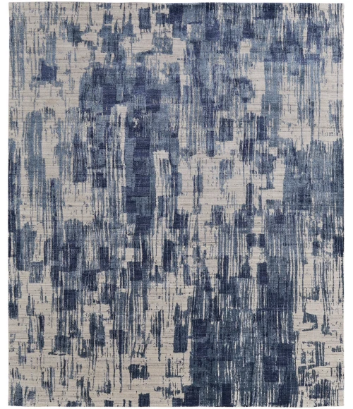 Feizy Eastfield Casual Abstract, Blue/Ivory, 8' x 8' Round Rug