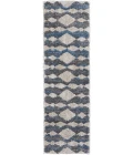 Feizy Mynka Bohemian & Eclectic Diamond, Ivory/Gray/Blue, 2'-6" x 8' Runner