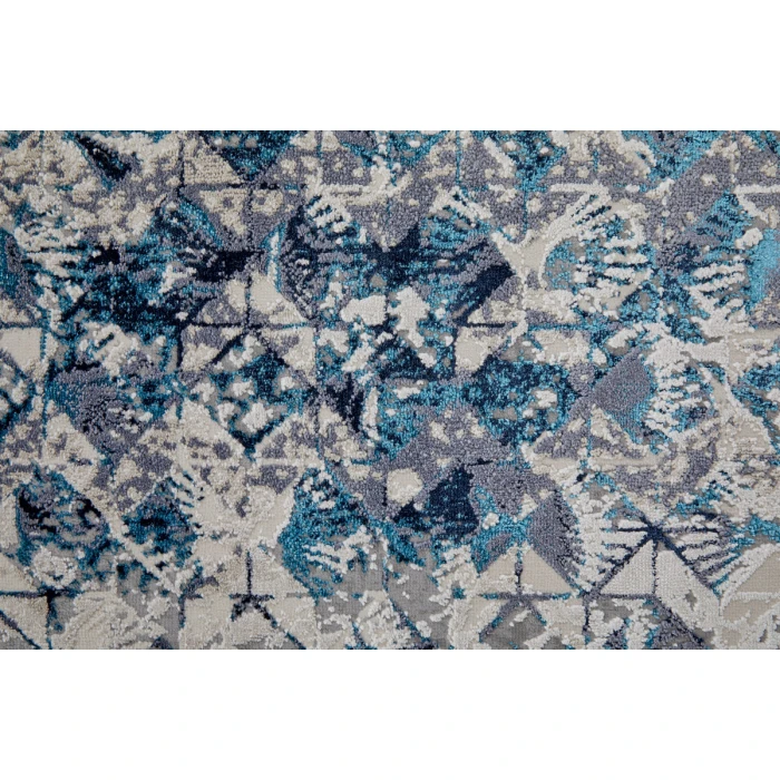 Feizy Indio Bohemian & Eclectic Diamond, Blue/Ivory/Gray, 2'-10" x 7'-10" Runner