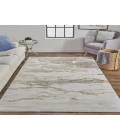 Feizy Aura Casual Abstract, Ivory/Tan/Gray, 12' x 18' Area Rug
