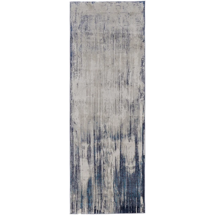 Feizy Indio Industrial Abstract, Tan/Blue/Ivory, 2'-10" x 7'-10" Runner
