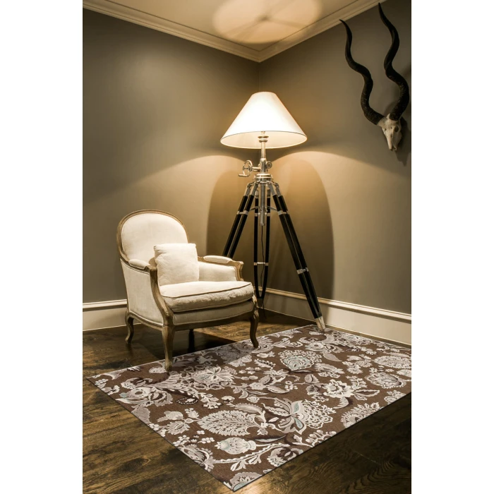 Feizy Saphir Zam Craftsman Floral & Botanical, Brown/Tan/Gray, 2'-6" x 8' Runner