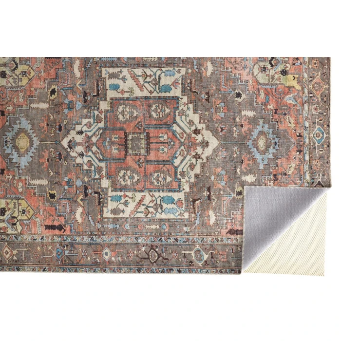 Feizy Percy Vintage Medallion, Pink Clay/Warm Gray, 7ft-10in x 9ft-10in Area Rug