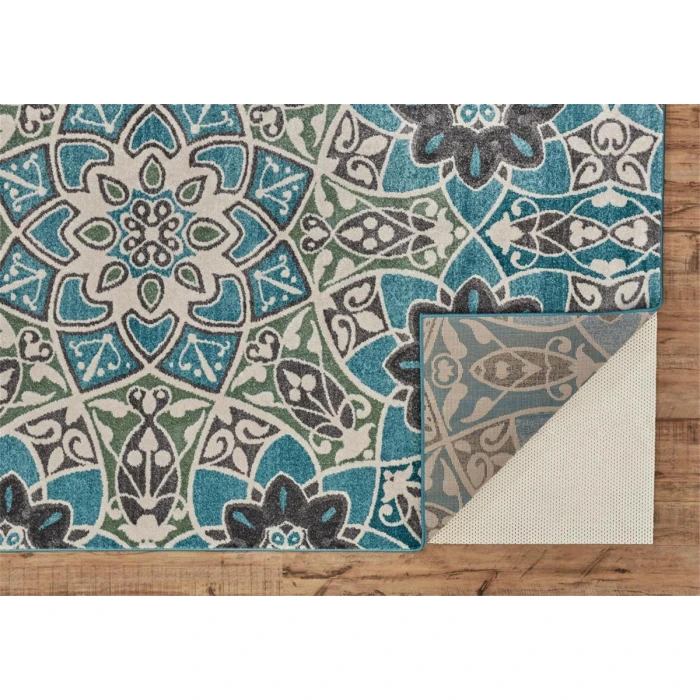 Feizy Harlow Mid-Century Modern Abstract, Blue/Ivory/Black, 10' x 13'-2" Area Rug