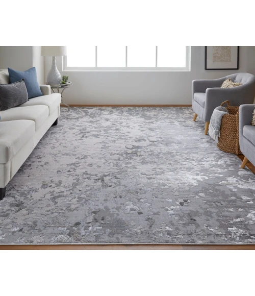 Feizy Micah Industrial Abstract, Silver/Gray/White, 3'-11" x 6' Accent Rug