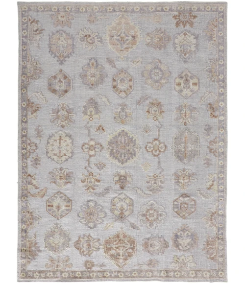 Feizy Wendover Eco-Friendly PET Oushak Rug, Vapor Gray/Bone/Tan, 10ft x 14ft Area Rug