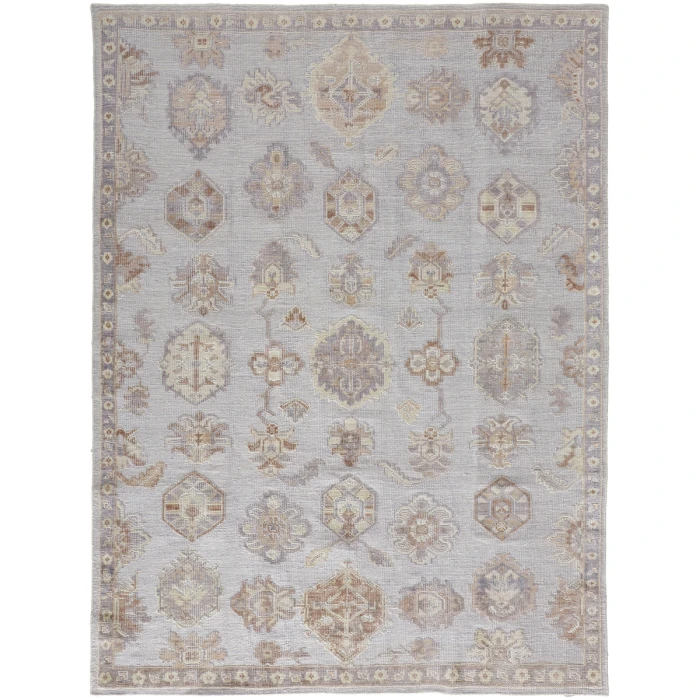 Feizy Wendover Eco-Friendly PET Oushak Rug, Vapor Gray/Bone/Tan, 10ft x 14ft Area Rug