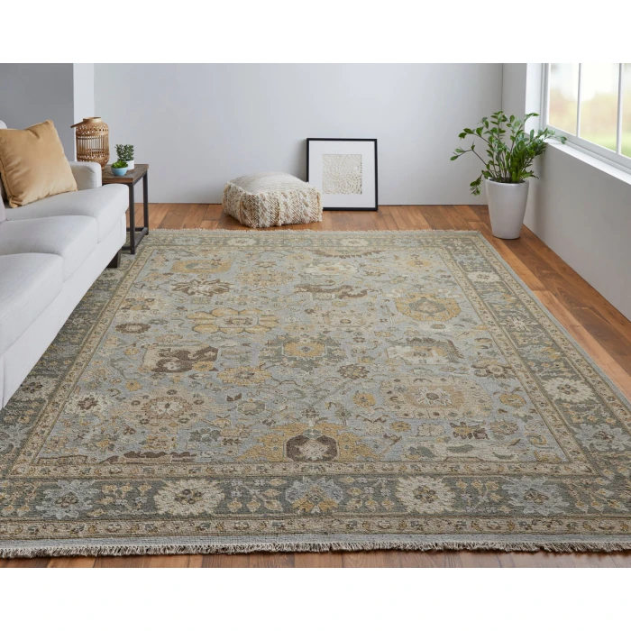 Feizy Corbitt Classic Oriental, Blue/Gold/Gray, 7'-9" x 9'-9" Area Rug