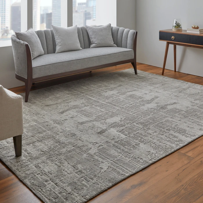 Feizy Eastfield Casual Abstract, Gray/Ivory, 2'-6" x 14' Runner
