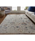 Feizy Kaia Casual Floral & Botanical, Ivory/Orange/Blue, 3' x 5' Accent Rug