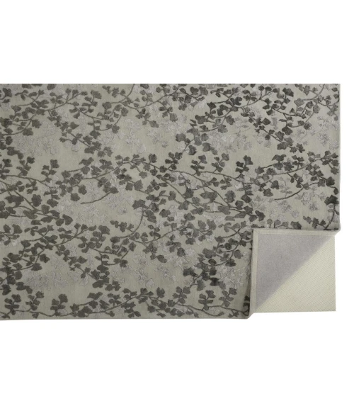Feizy Bella Casual Floral & Botanical, Gray/Silver/Taupe, 2'-6" x 8' Runner