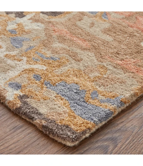 Feizy Everley Abstract Tufted Wool Rug, Warm Beige/Blue, 9' x 12' Area Rug