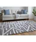 Feizy Mynka Bohemian & Eclectic Diamond, Gray/Ivory, 7'-11" x 10' Area Rug