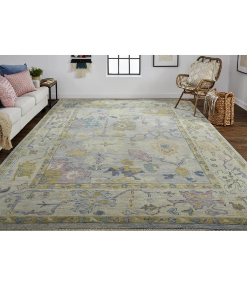 Feizy Karina Hand-Knotted Botanical Area Rug, Gray/Yellow, 5ft-6in x 8ft-6in