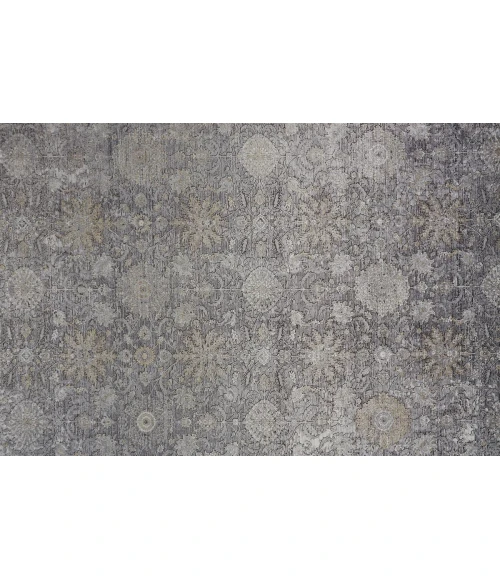 Feizy Sarrant Farmhouse Damask, Gray/Silver/Tan, 9'-6" x 12'-7" Area Rug