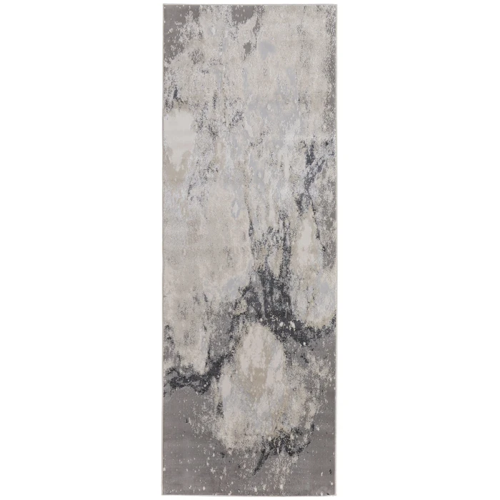 Feizy Astra Industrial Abstract, Gray/Ivory, 2'-10" x 7'-10" Runner