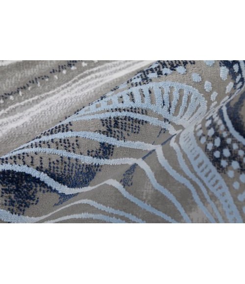 Feizy Gaspar Industrial Abstract, Blue/Gray/Ivory, 2'-10" x 8' Runner