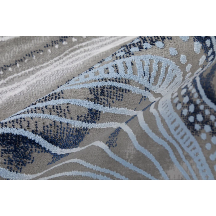Feizy Gaspar Industrial Abstract, Blue/Gray/Ivory, 2'-10" x 8' Runner