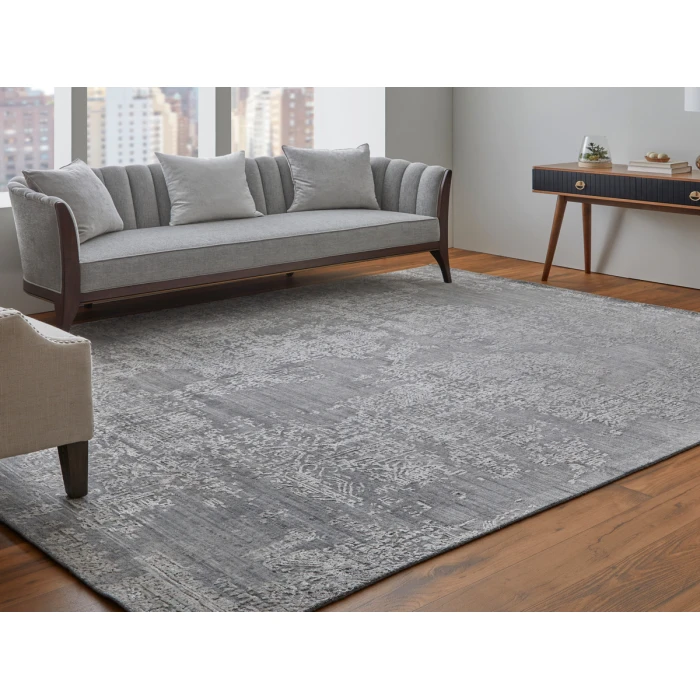 Feizy Eastfield Casual Abstract, Gray, 8' x 8' Round Rug