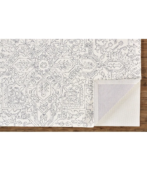 Feizy Belfort Modern Medallion Rug, Ivory/Charcoal, 9ft x 12ft Area Rug