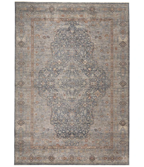 Feizy Marquette Rustic Persian Farmhouse Rug, Denim Blue/Rust, 4ft x 5ft-3in Accent Rug