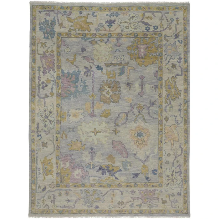 Feizy Karina Hand-Knotted Botanical Accent Rug, Gray/Yellow, 3ft-6in x 5ft-6in