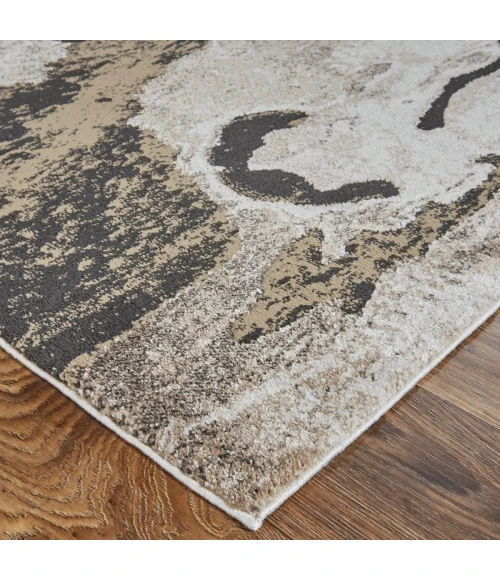 Feizy Vancouver Contemporary Abstract Rug, Charcoal Gray/Beige, 10' x 14' Area Rug