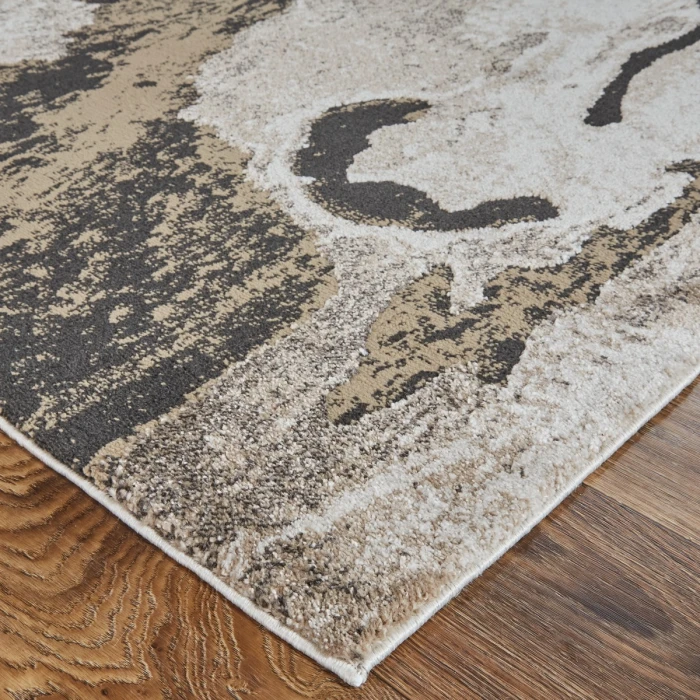 Feizy Vancouver Contemporary Abstract Rug, Charcoal Gray/Beige, 6'-7" X 9'-6" Area Rug