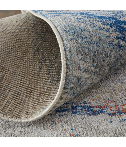 Feizy Edgemont Casual Abstract, Blue/Gray/Orange, 10' x 14' Area Rug