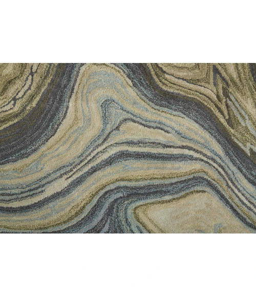 Feizy Amira Contemporary Marble Rug, Olive Green/Deep Gray/Blue, 8ft x 10ft Area Rug